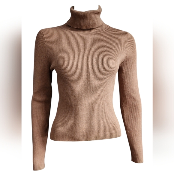 LINE knitwear Tan Viscose Turtleneck Large 8/10 - Picture 2 of 9